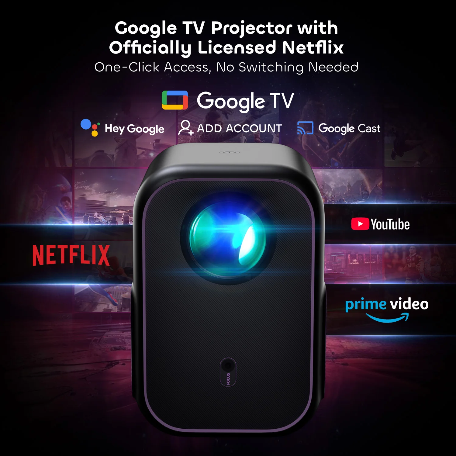 NothingProjector One Smart 1080P Full HD Portable Projector with Google TV, Netflix and WiFi Bluetooth - Image 9