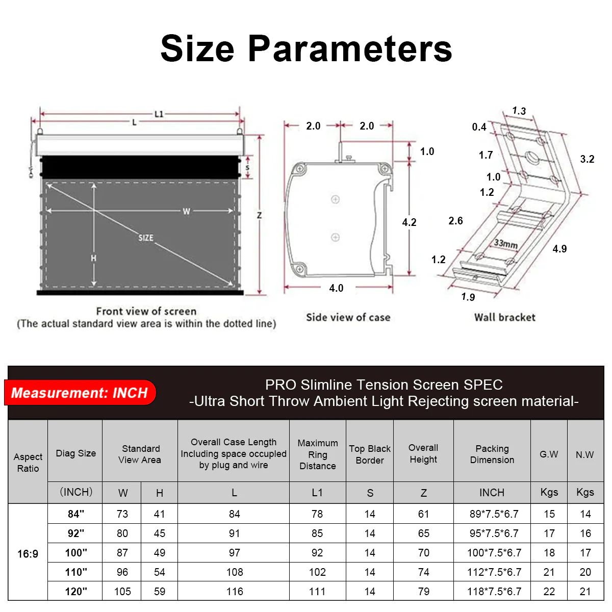 VIVIDSTORM PRO Slimline Motorized Tension Drop Down UST ALR Projector Screen - Image 16